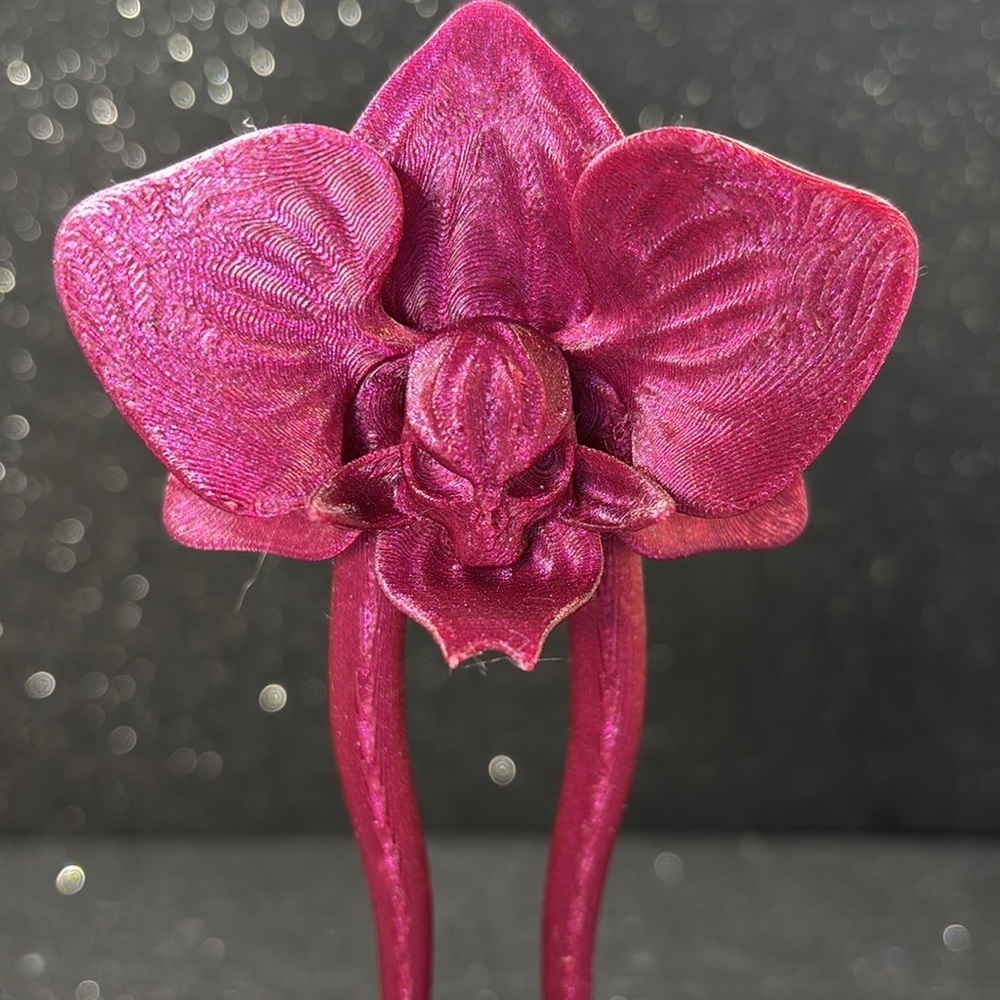 Skull Orchid Hair Fork – Gothic Floral 3D Printed Hair Accessory 🌸💀 - Picture 3 of 3